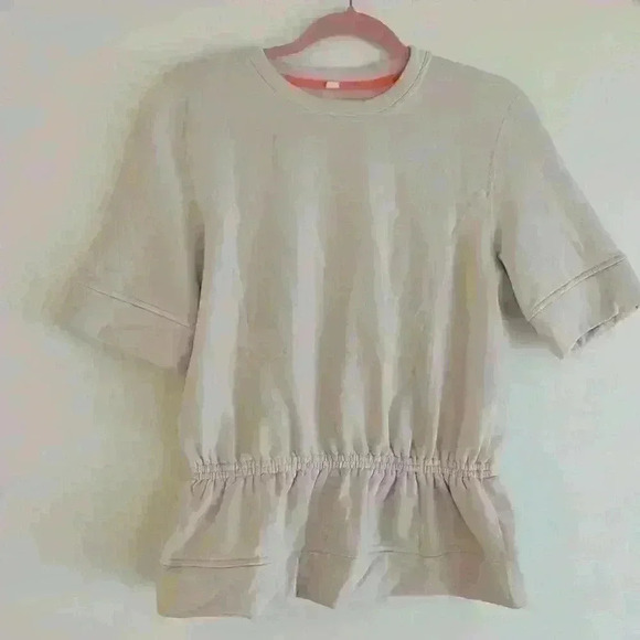 Lululemon crewmen pink peplum pullover short sleeve sweatshirt - Picture 1 of 1